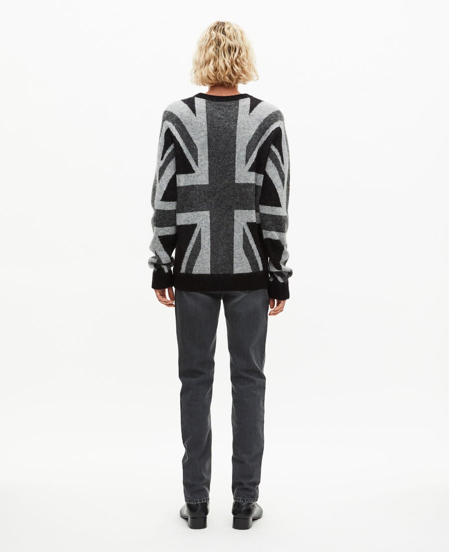 The Kooples H BLACK GREY black english flag sweater