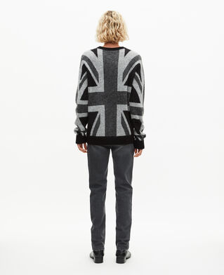 The Kooples H BLACK GREY black english flag sweater