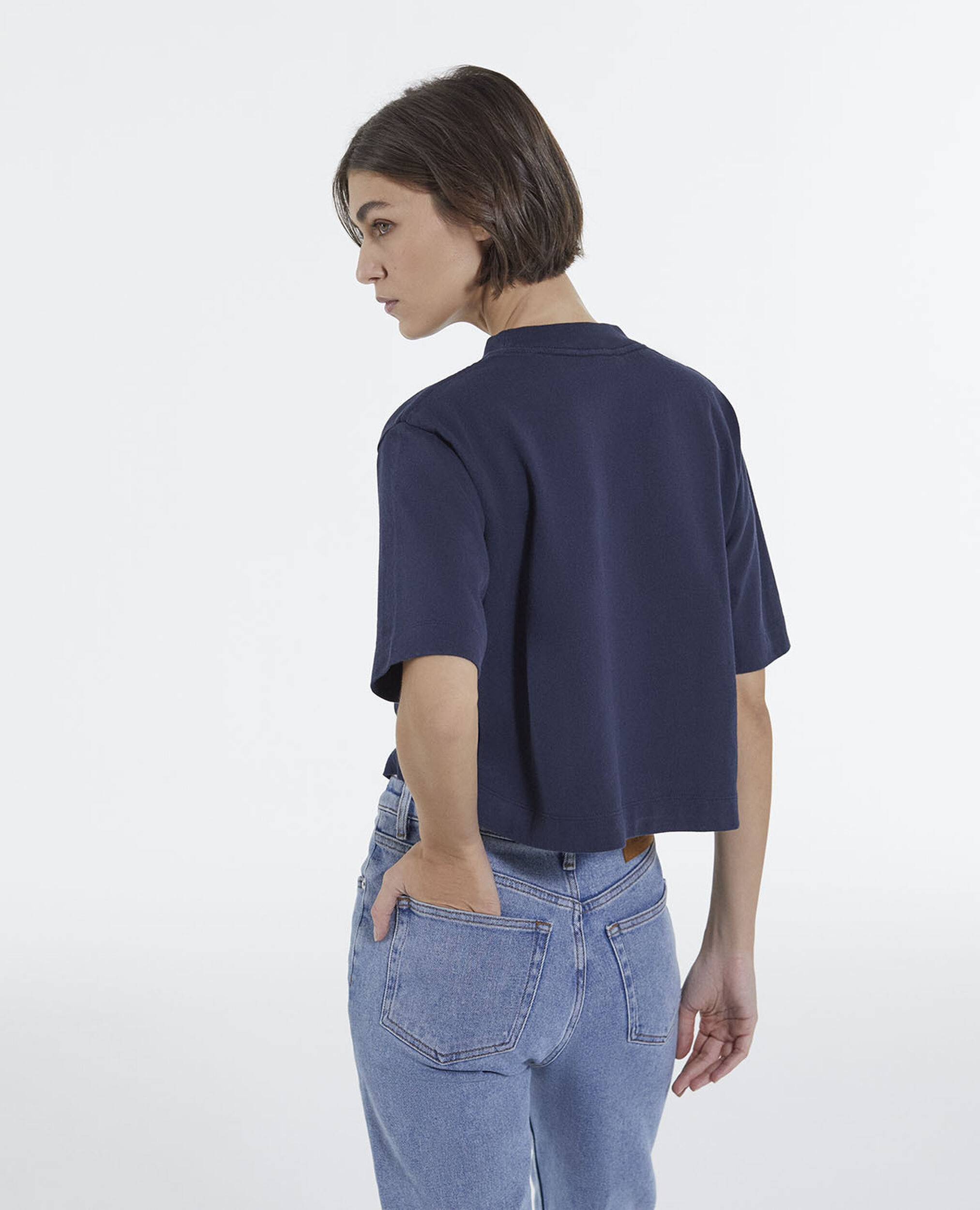 Cropped T-shirt, NAVY, hi-res image number null