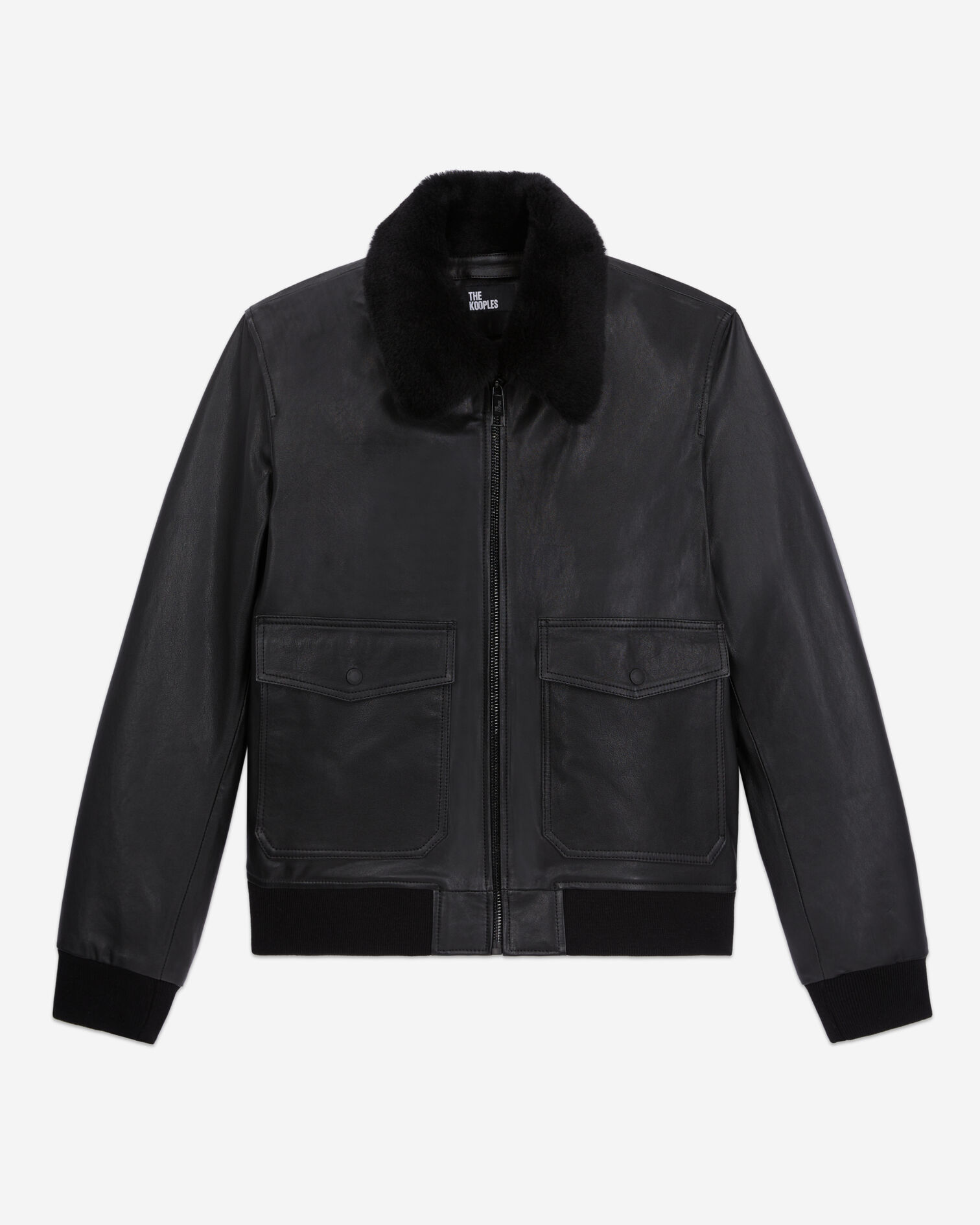 Blouson aviateur en cuir noir, BLACK, hi-res image number null