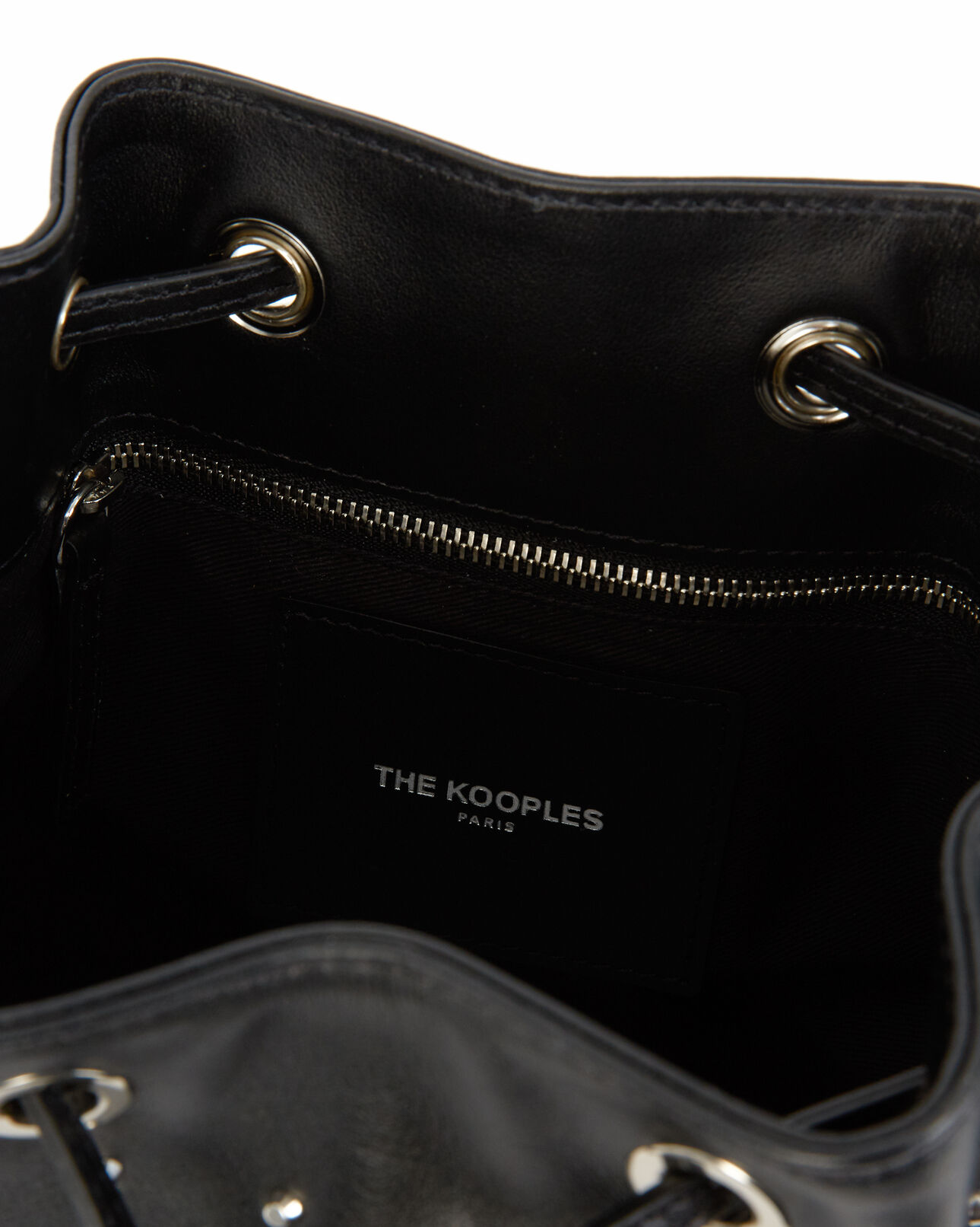 The Kooples WOMEN BLACK / SILVER studded medium tina bag in black leather