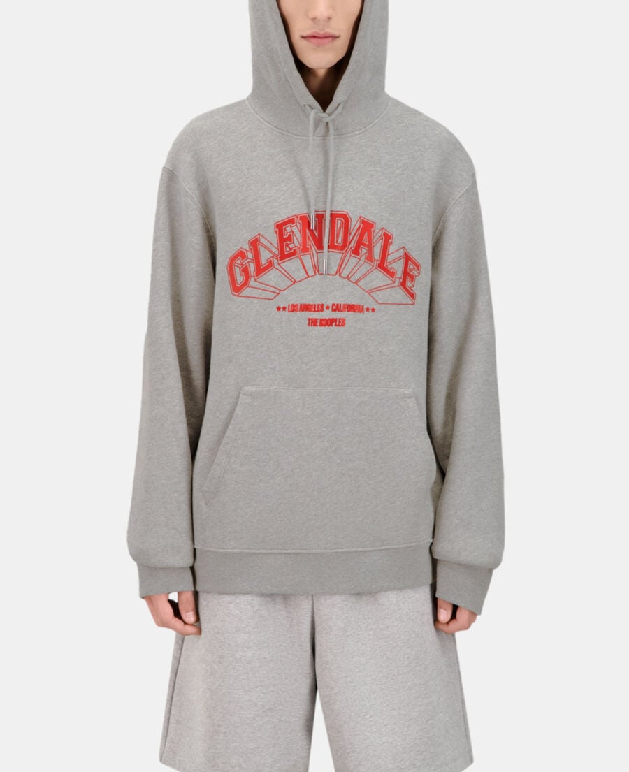 The Kooples MEN ARDOISE grey hoodie with glendale serigraphy
