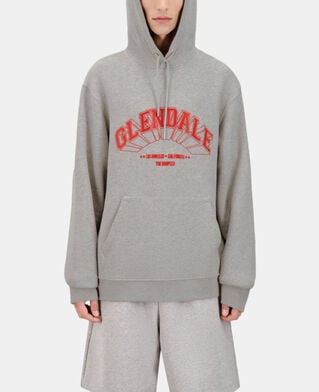 The Kooples MEN ARDOISE grey hoodie with glendale serigraphy