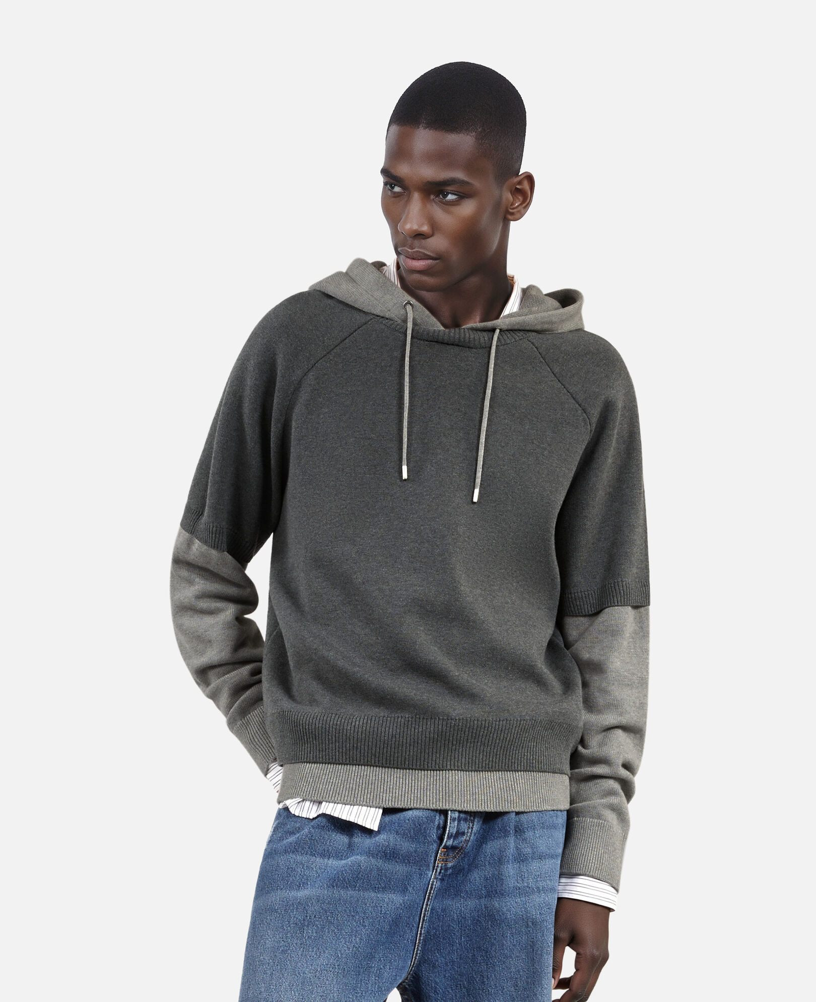 The Kooples HERREN MIDDLE GREY / ANTHRACITE grauer pullover aus baumwolle