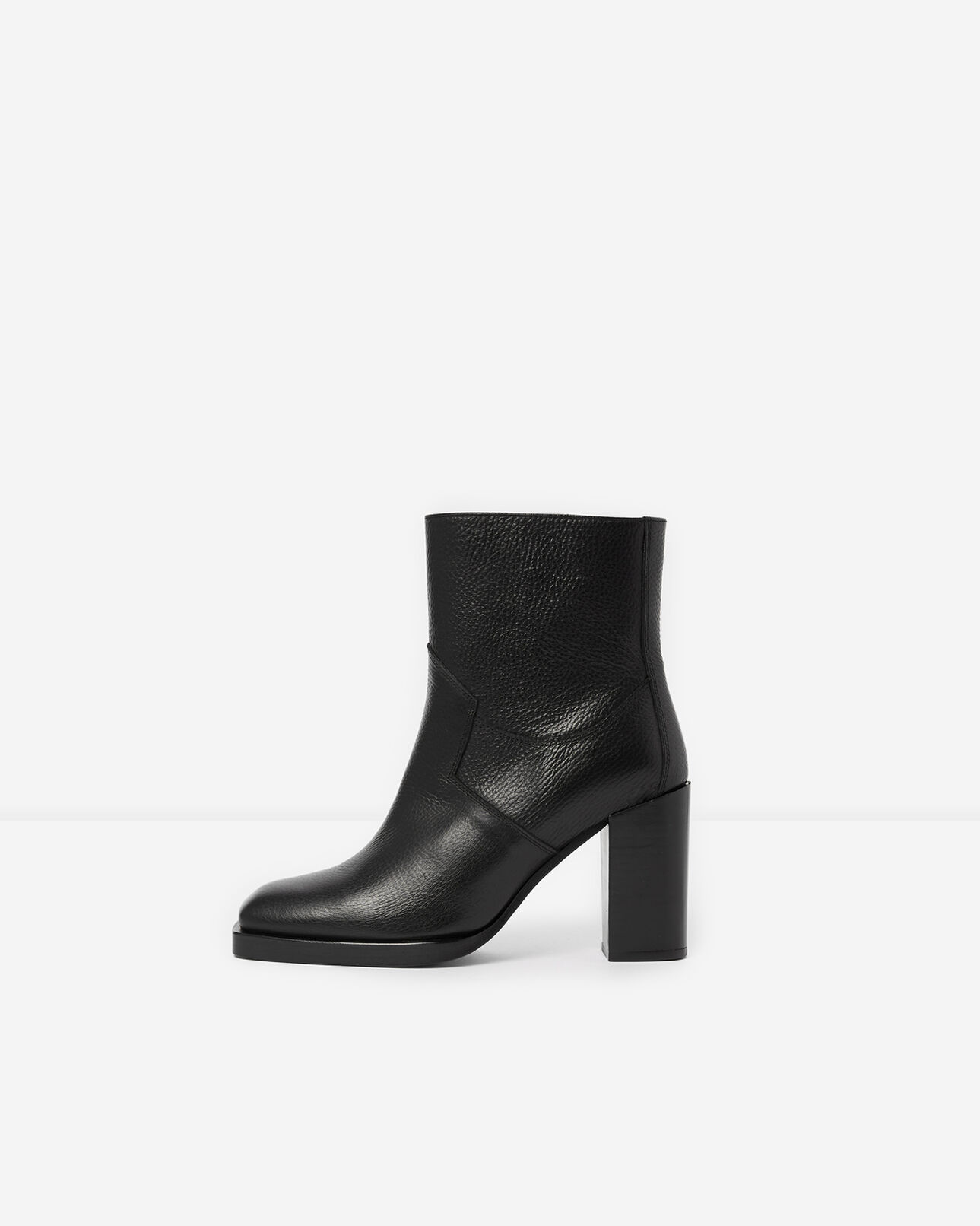 The Kooples WOMEN BLACK square black leather ankle boots