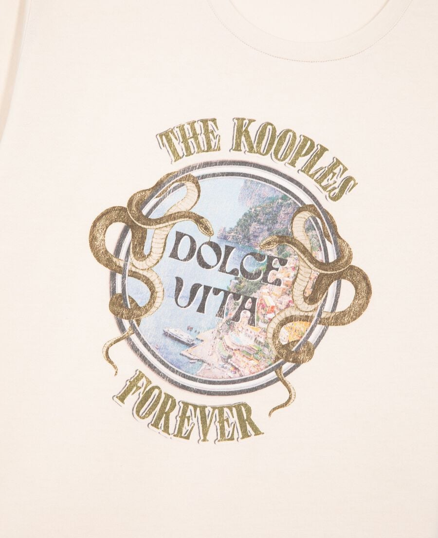 The Kooples F LIGHT BEIGE t-shirt with beige screen print