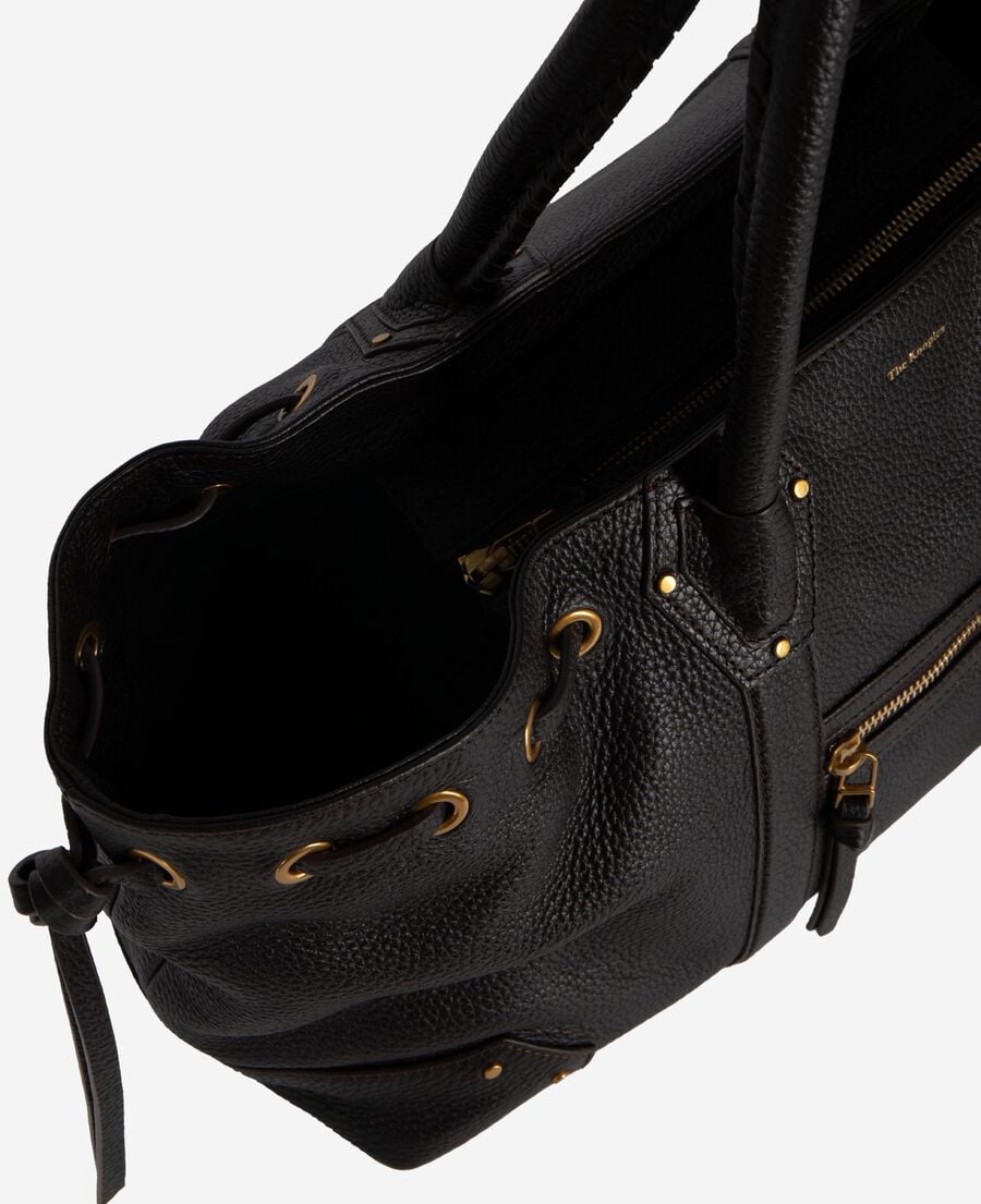 The Kooples WOMEN BROWN brown grained leather shopper bag