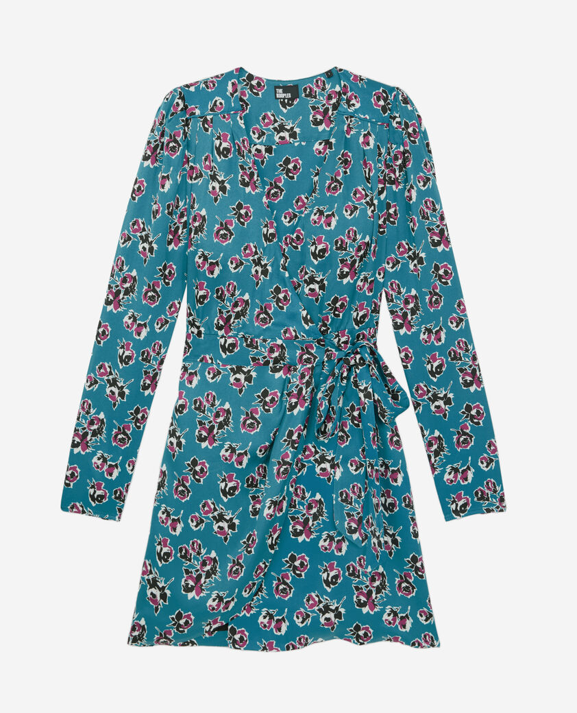 The Kooples WOMEN PINK - BLUE short printed wrap dress
