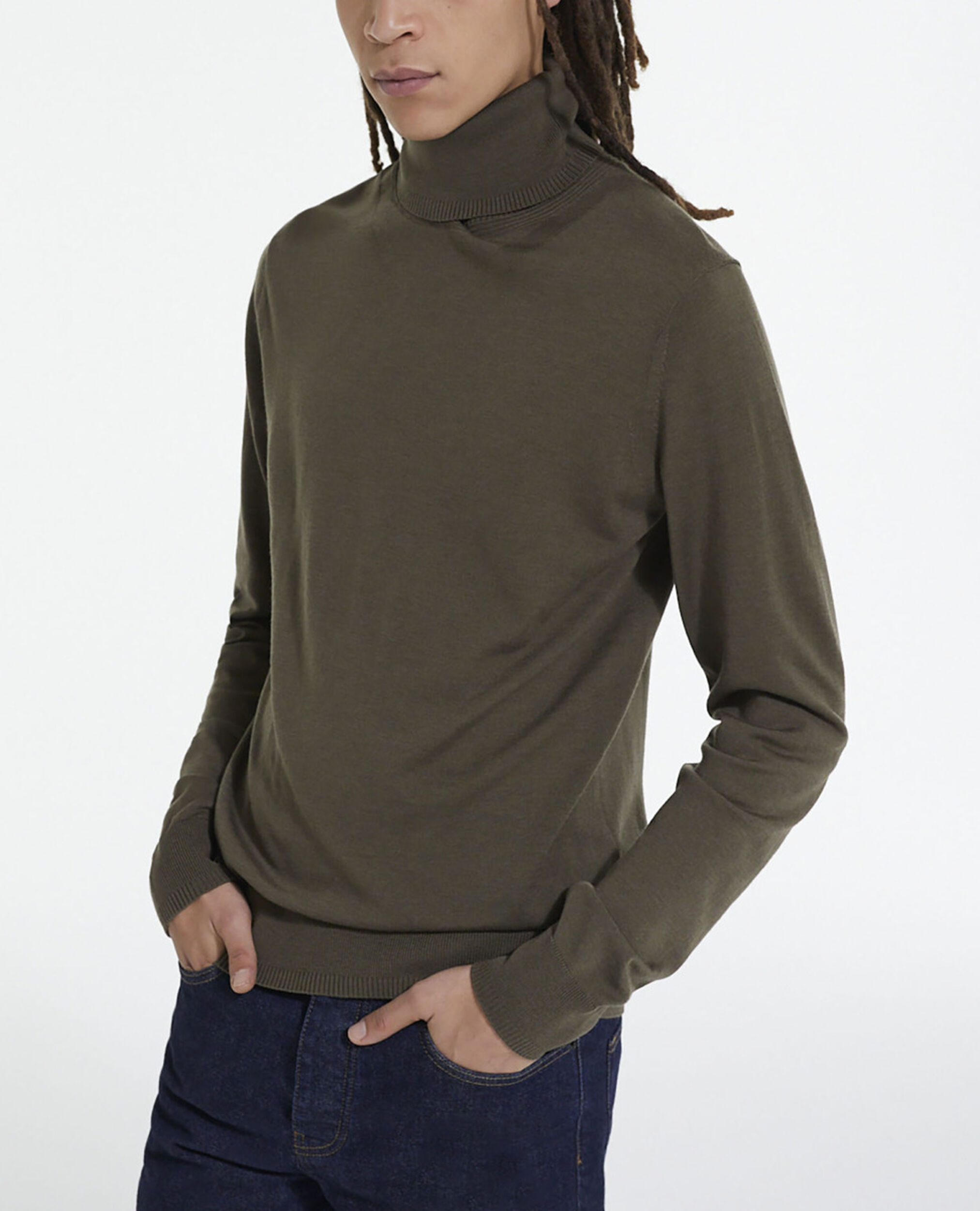Green merino sweater, ALGUE, hi-res image number null
