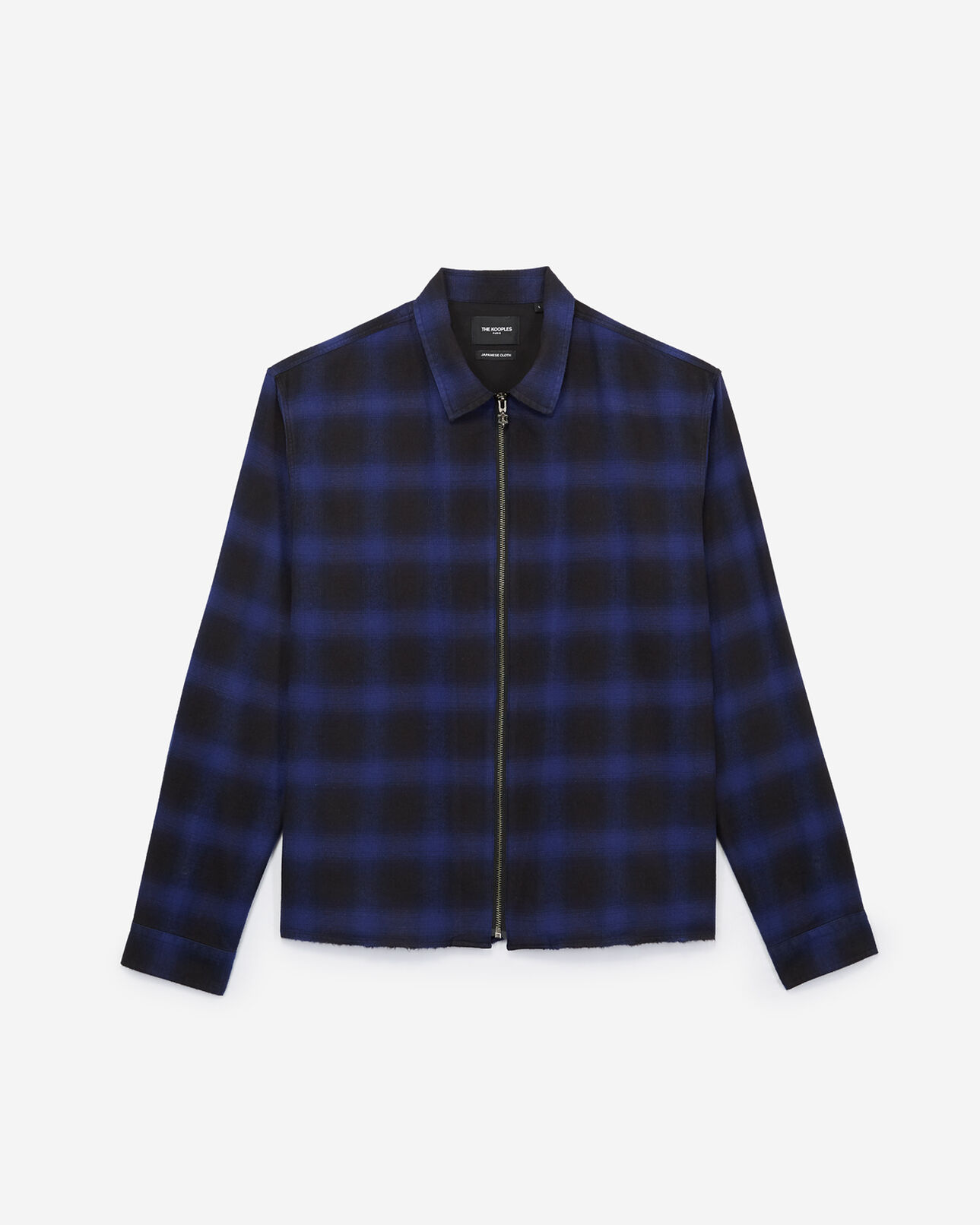The Kooples MEN BLUE BLACK zipped shirt with black and blue check motif