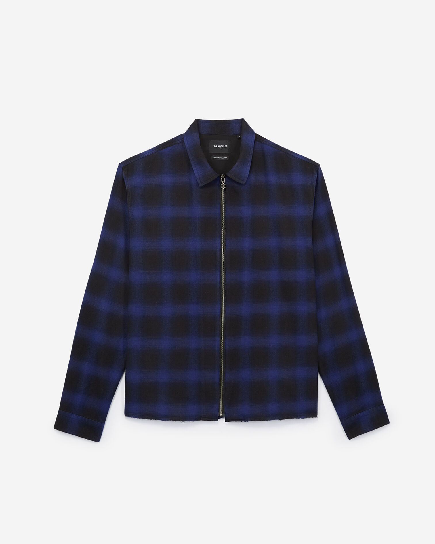 Zipped shirt with black and blue check motif, BLUE BLACK, hi-res image number null