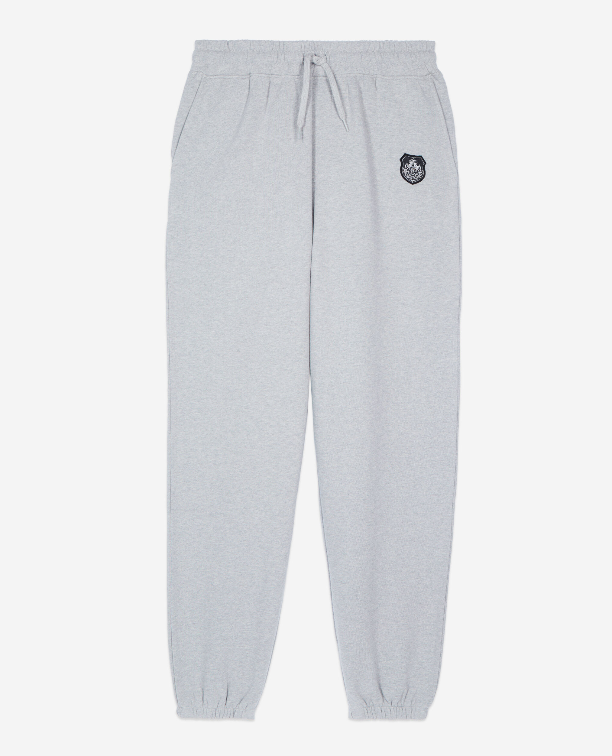Bas de jogging avec blason gris, GREY MELANGE, hi-res image number null