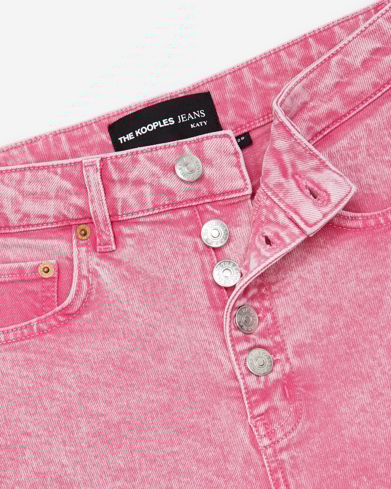 The Kooples DAMEN FRESH PINK jeans rosa hohe taille sichtbare knöpfe