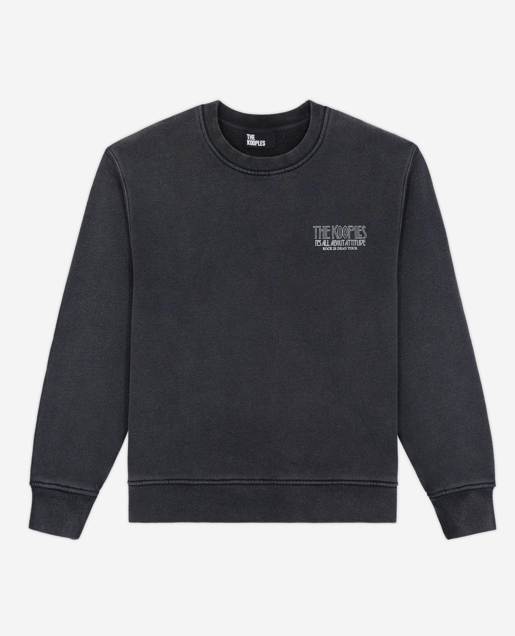 Black sweatshirt with skull screen print, BLACK WASHED, hi-res image number null