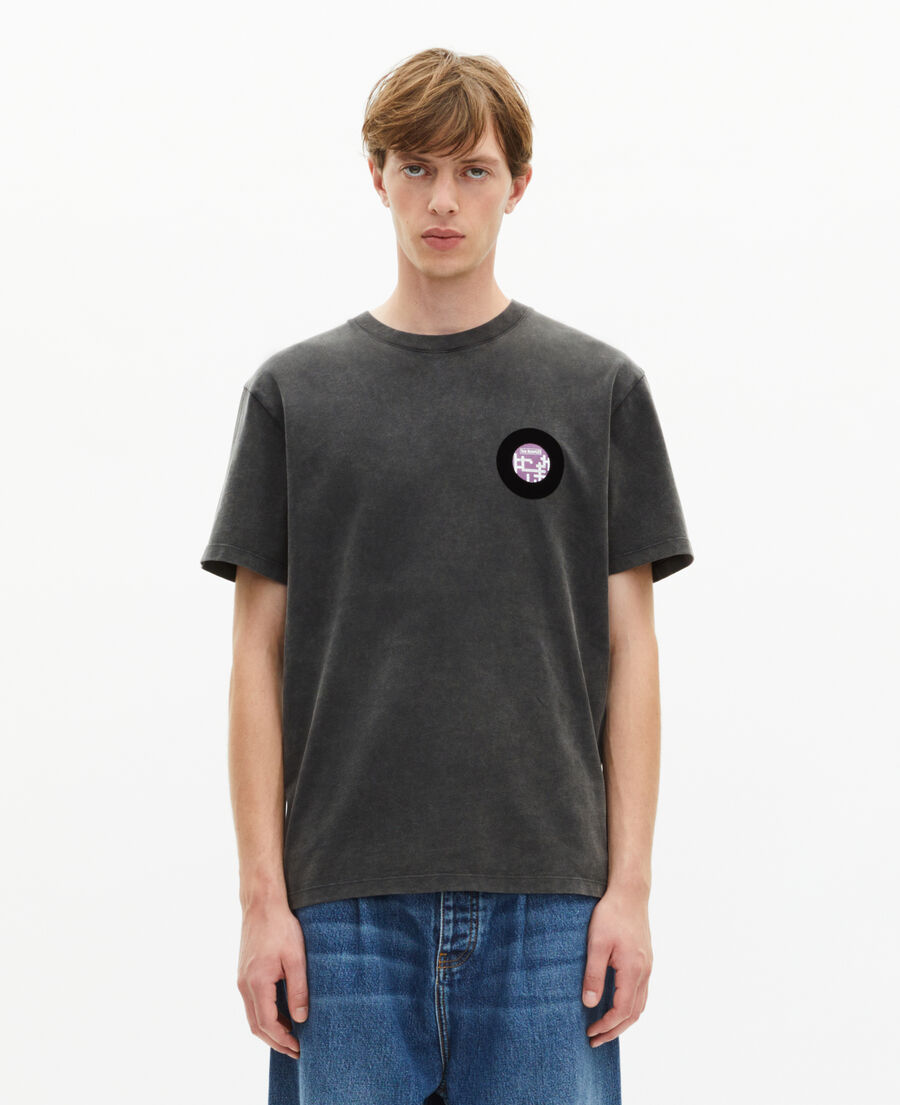 The Kooples H BLACK WASHED t-shirt with black vinyl flocking