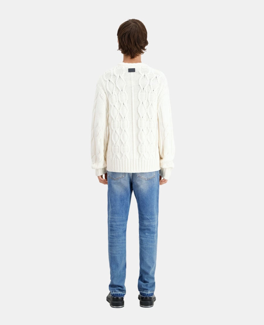 The Kooples MEN ECRU ecru cable wool sweater