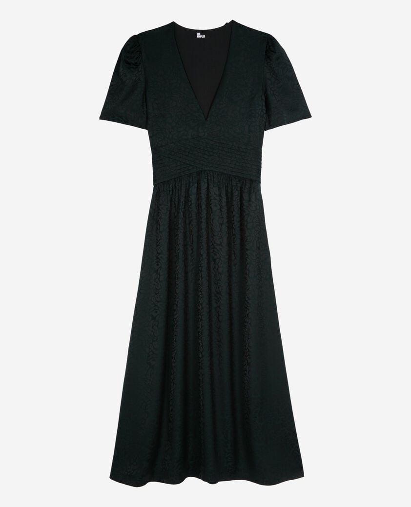 The Kooples FEMME FOREST robe longue en jacquard léopard verte foncé