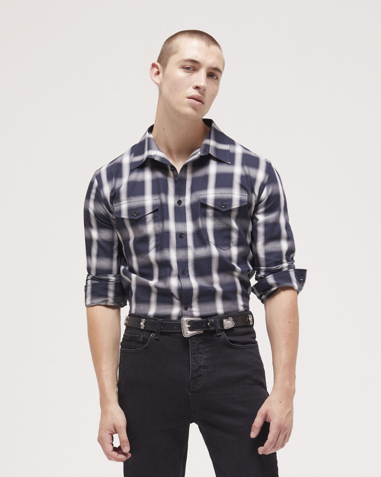 The Kooples MIXED BLACK black leather belt