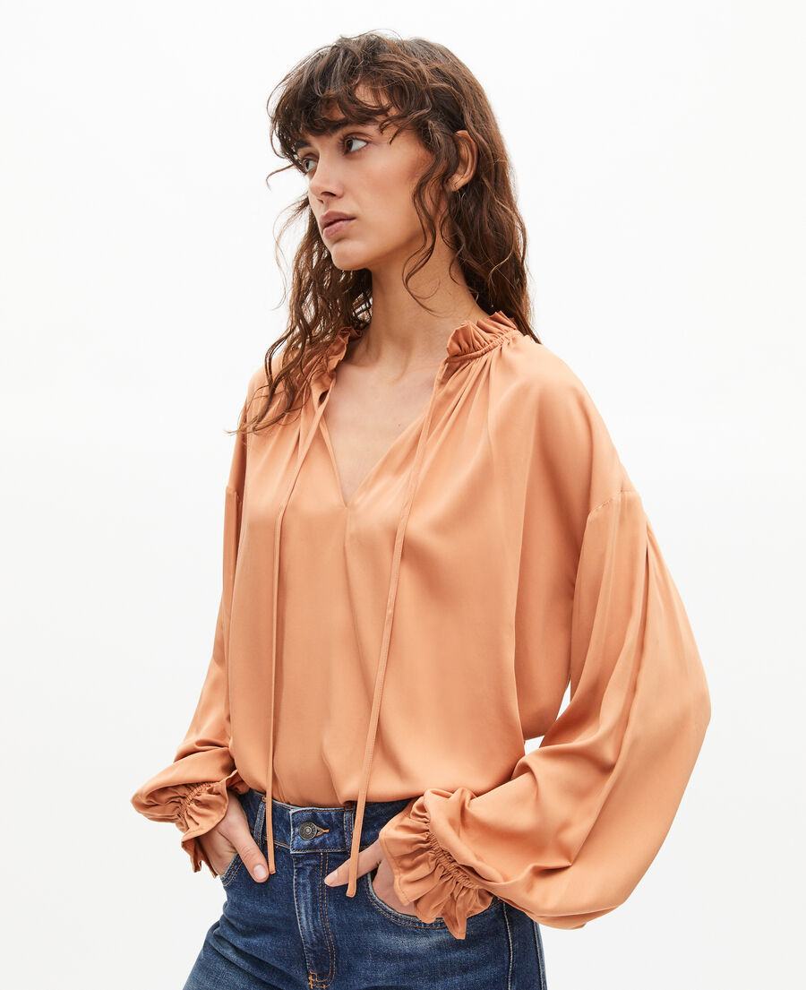 The Kooples FEMME CAMEL blouse avec volants orange fonc&eacute;
