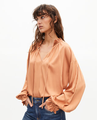 The Kooples FEMME CAMEL blouse avec volants orange fonc&eacute;