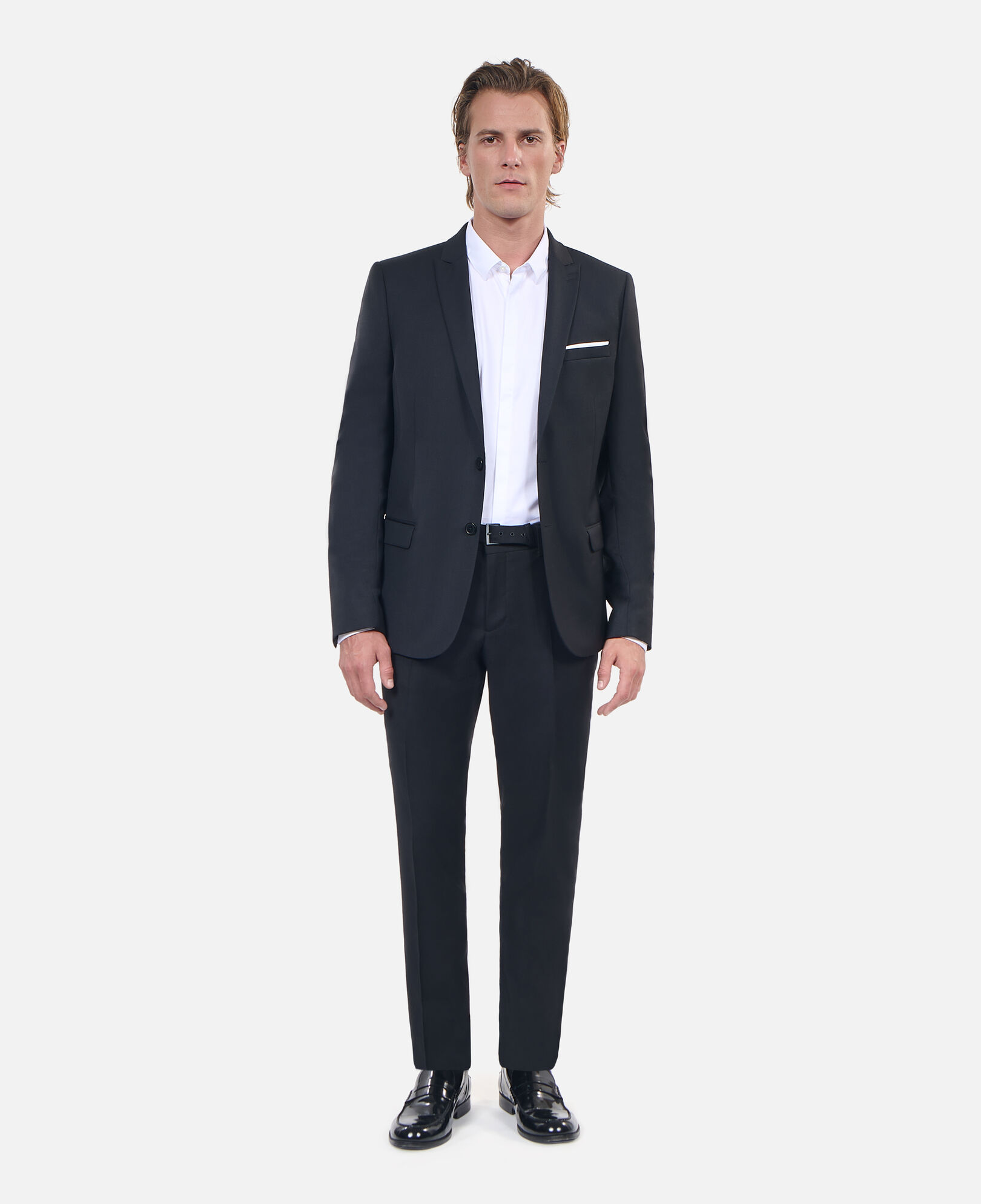 The Kooples MEN BLACK black wool fitted suit trousers