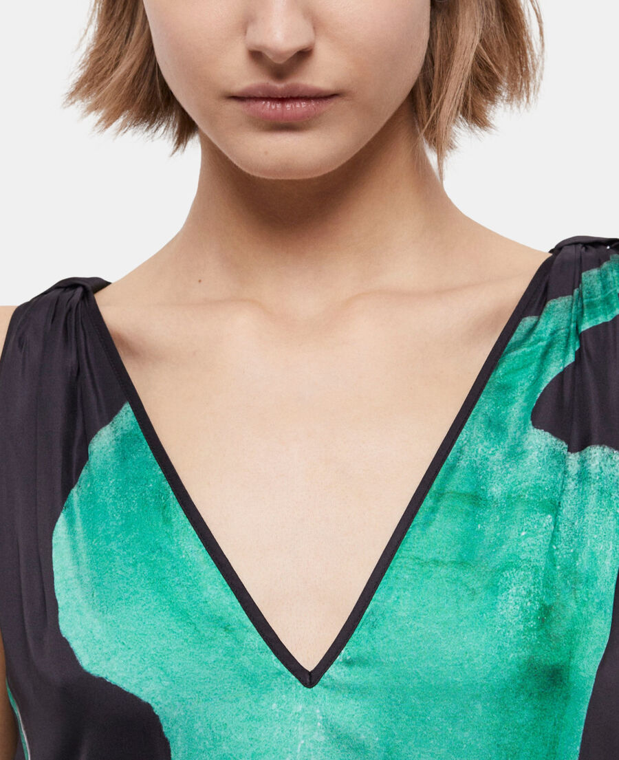 The Kooples DAMEN BLACK / GREEN langes kleid mit print