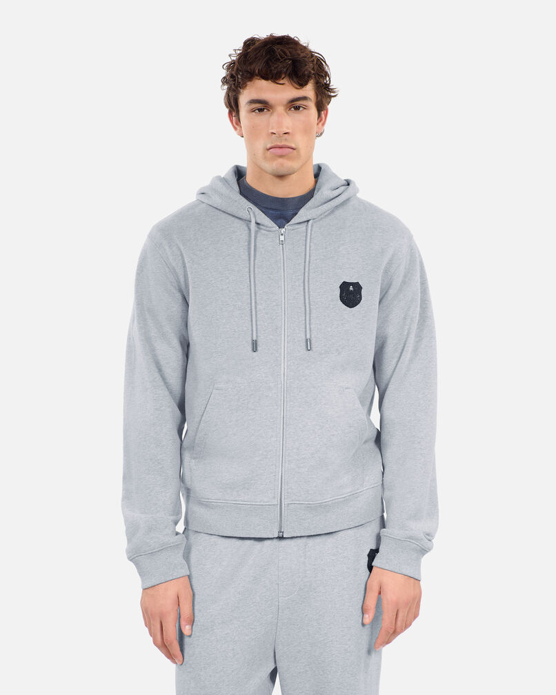 The Kooples MEN GREY MELANGE grey blazon hoodie
