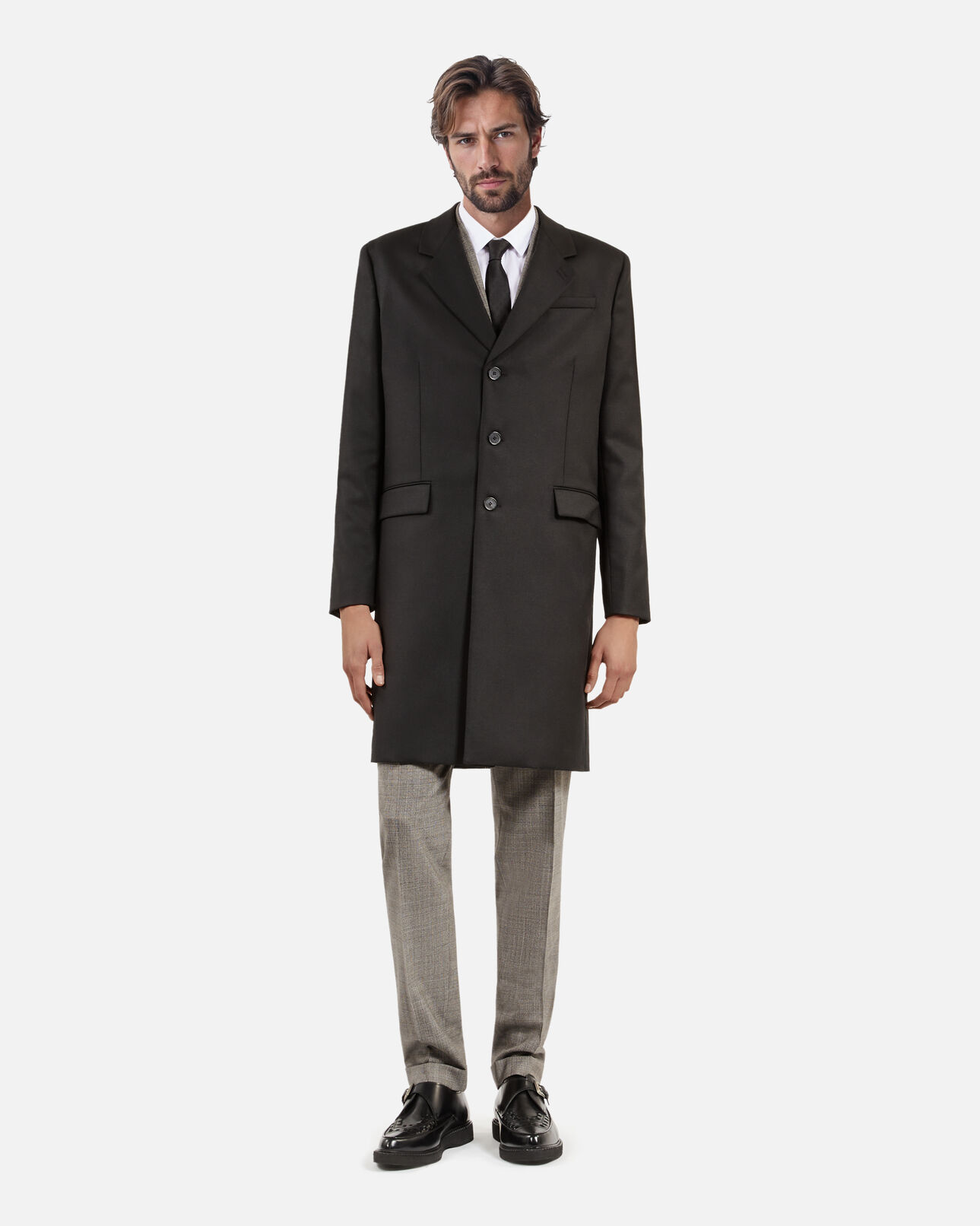 The Kooples HOMME BLACK manteau en laine noir