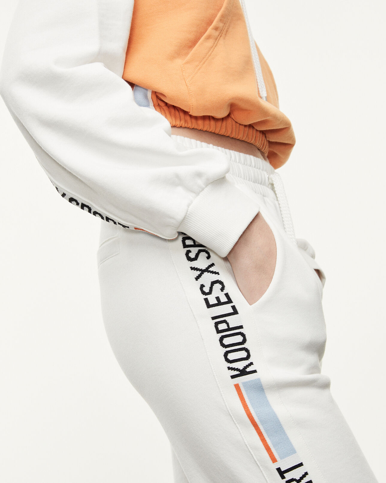 The Kooples WOMEN ECRU ecru joggers with stretch waist and logo trim