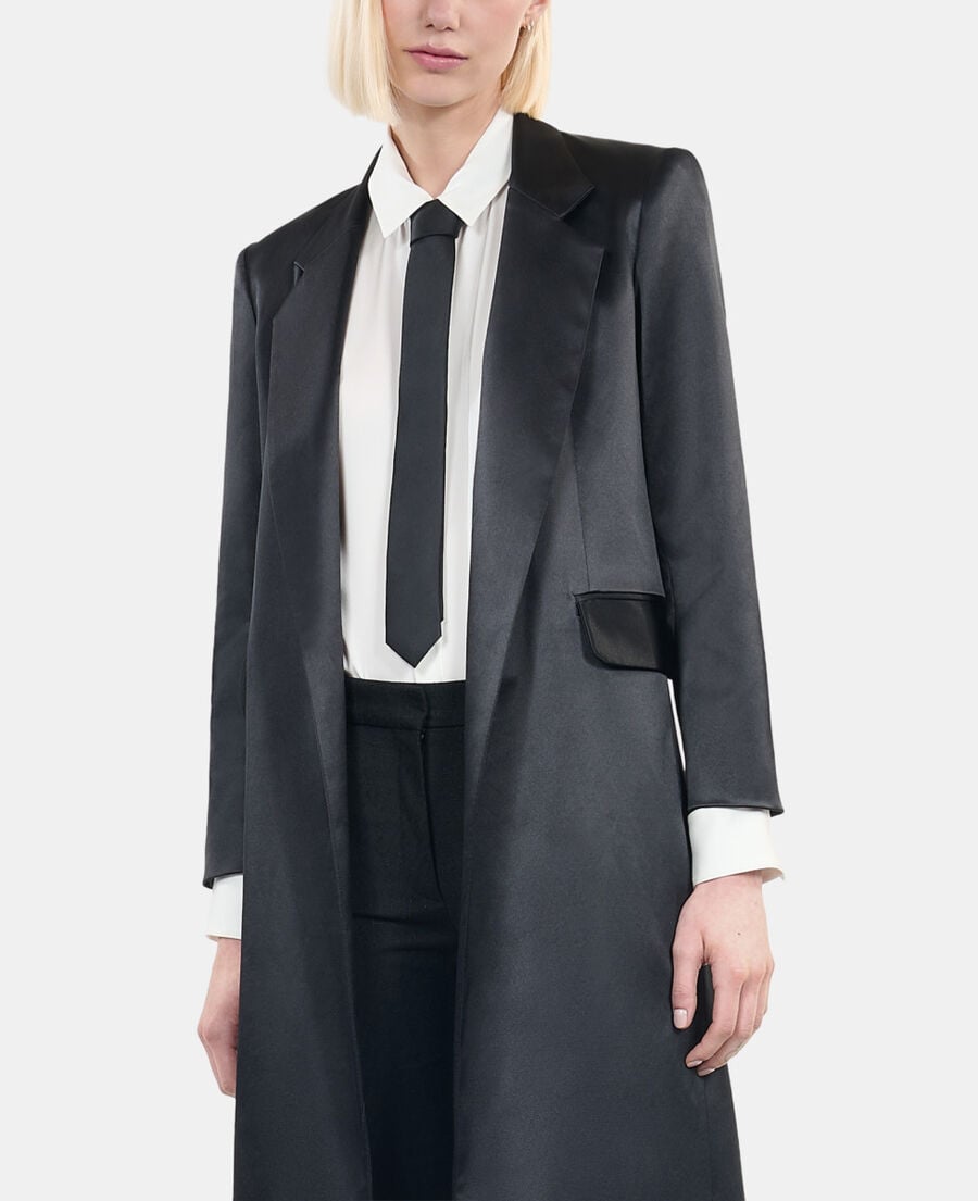 The Kooples F BLACK the kooples x carolina ritzler black satin coat