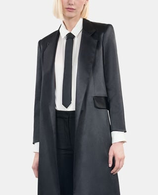 The Kooples F BLACK the kooples x carolina ritzler black satin coat