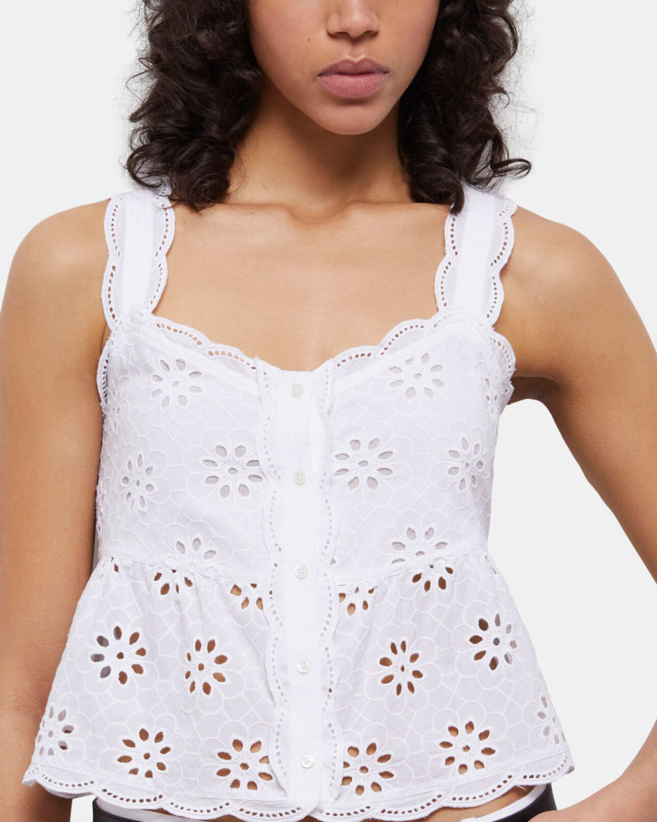 The Kooples WOMEN WHITE short white top with broderie anglaise