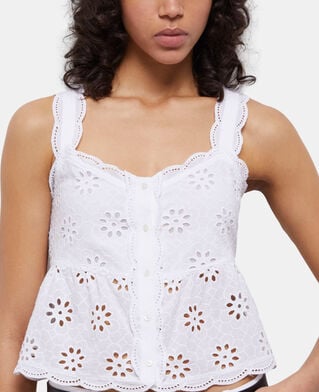 The Kooples WOMEN WHITE short white top with broderie anglaise