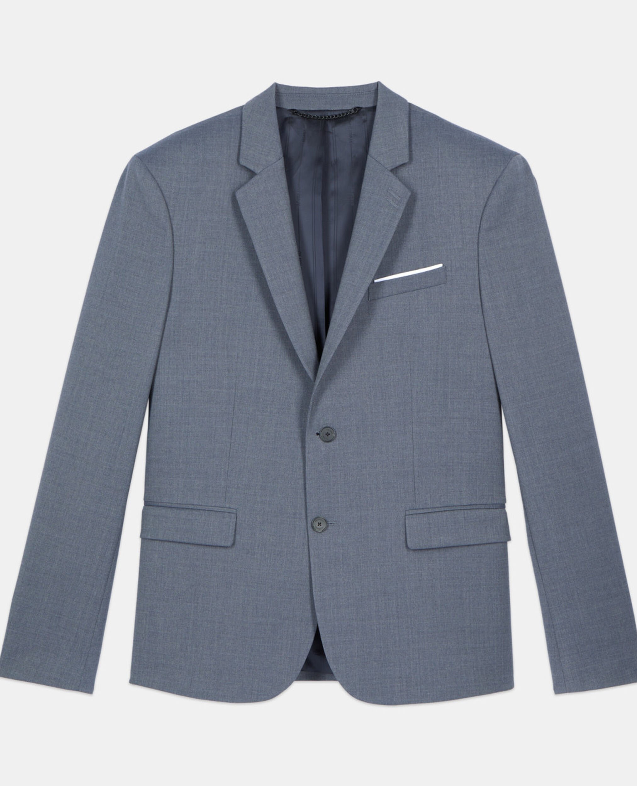 Blue wool suit jacket, BLUE, hi-res image number null