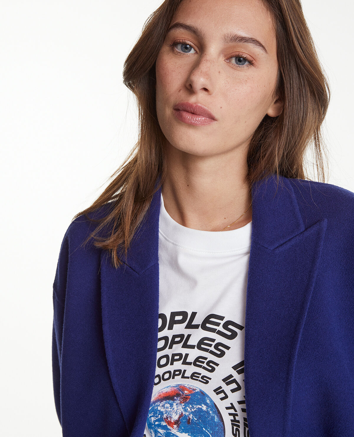 Women's blue wool blazer cheap