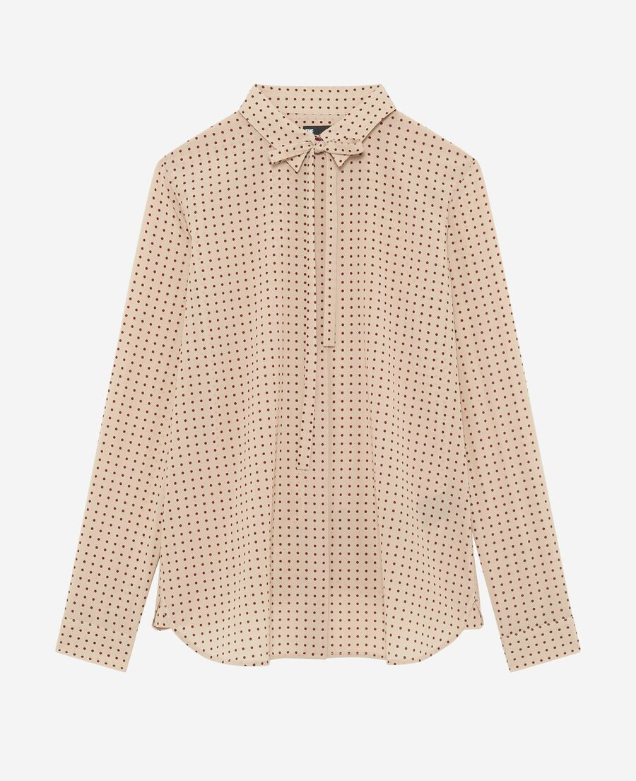 The Kooples F BEIGE / RED shirt with beige polka-dot lavaliere