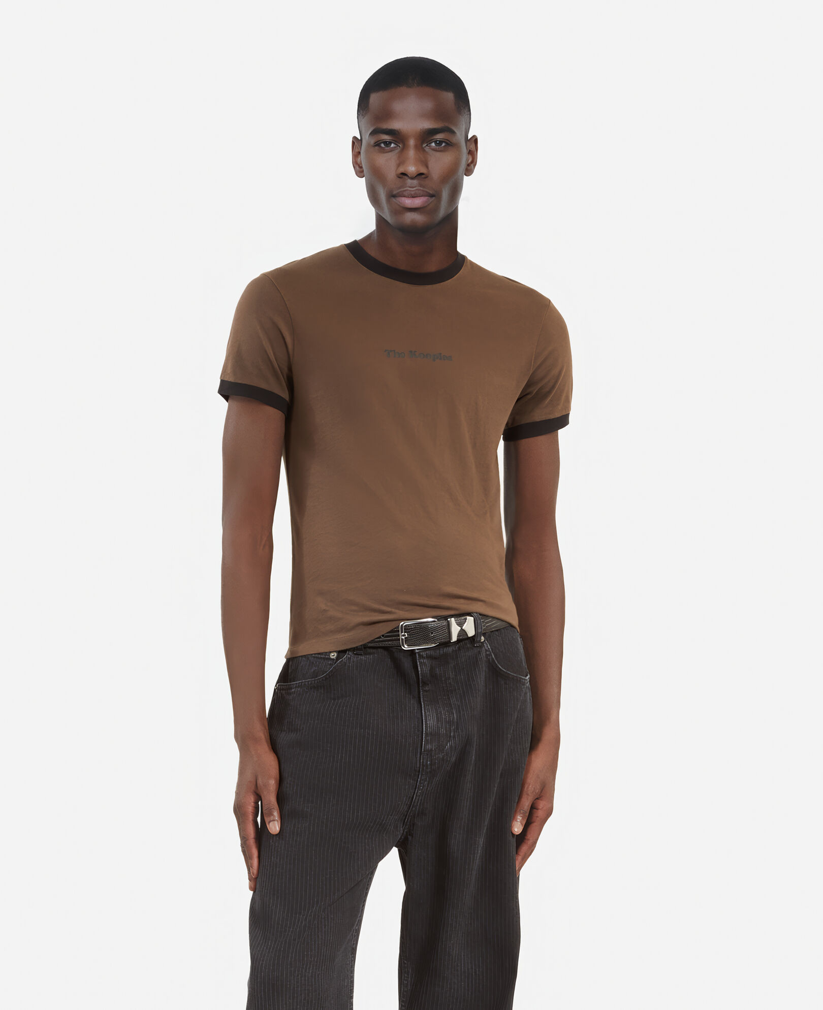 The Kooples HOMME DARK BROWN t-shirt à sérigraphie marron