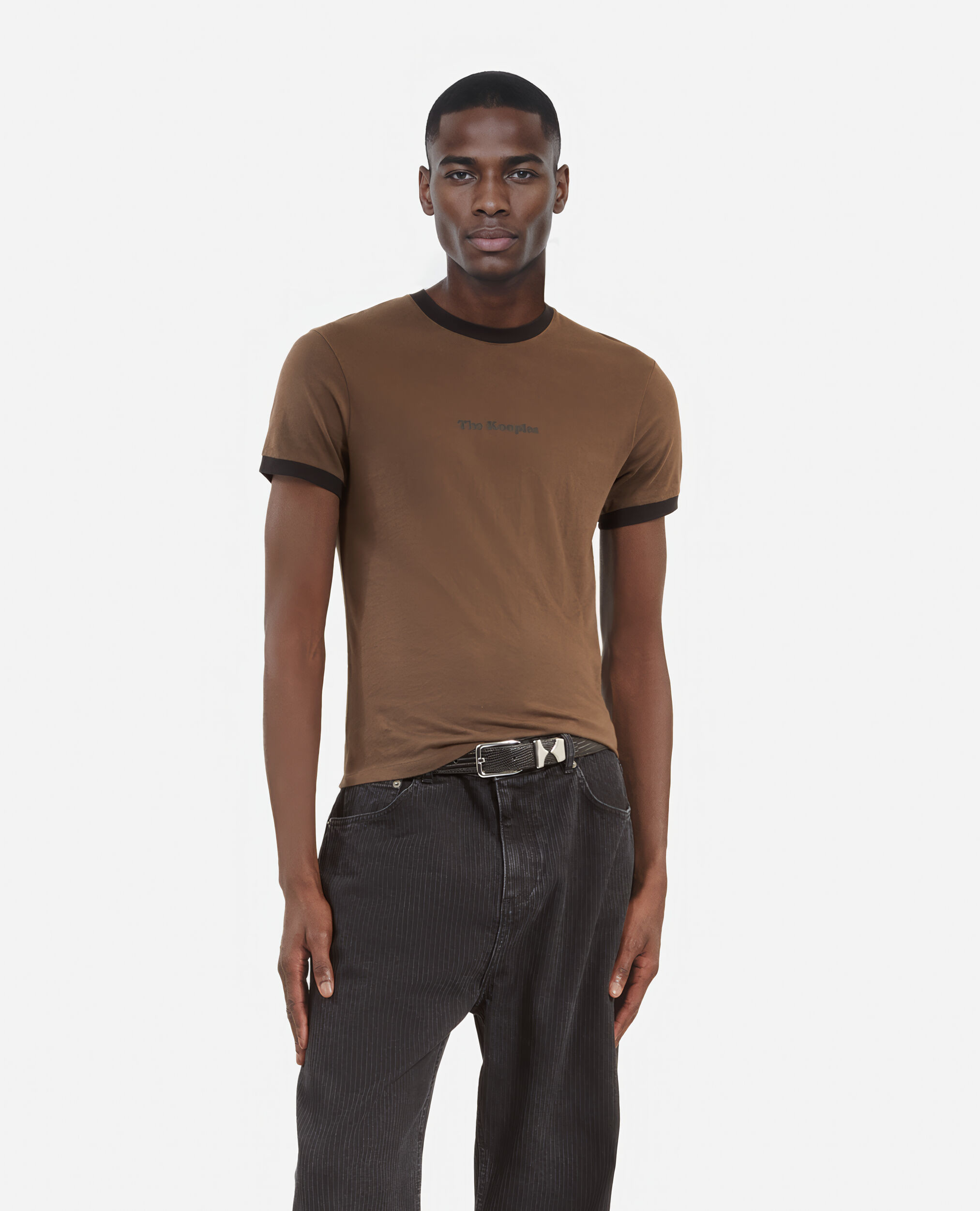 T-shirt à sérigraphie marron, DARK BROWN, hi-res image number null