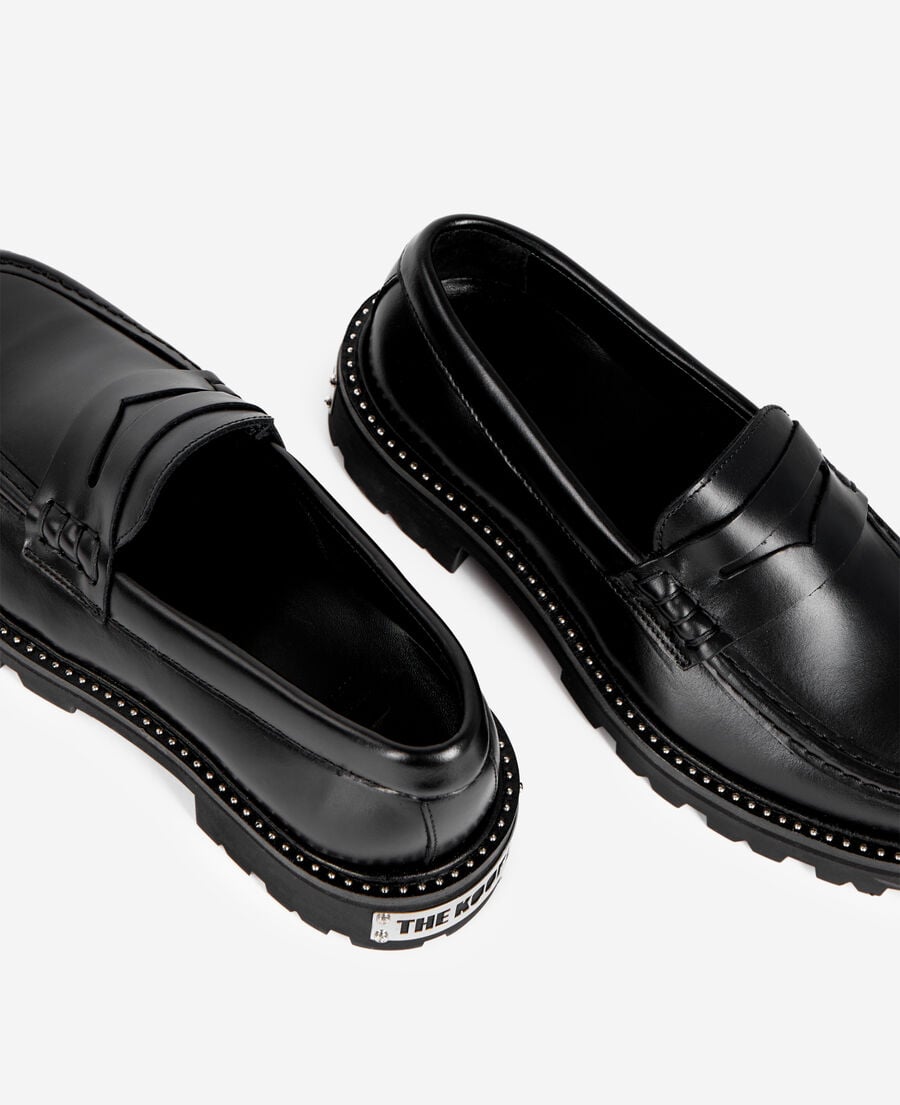 The Kooples MUJER BLACK mocasines de cuero negro