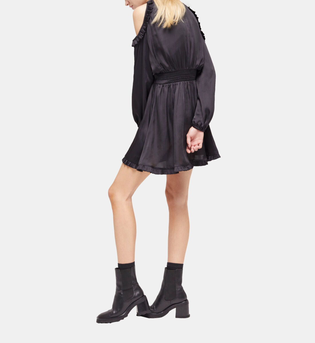Zara pleated dress sales black