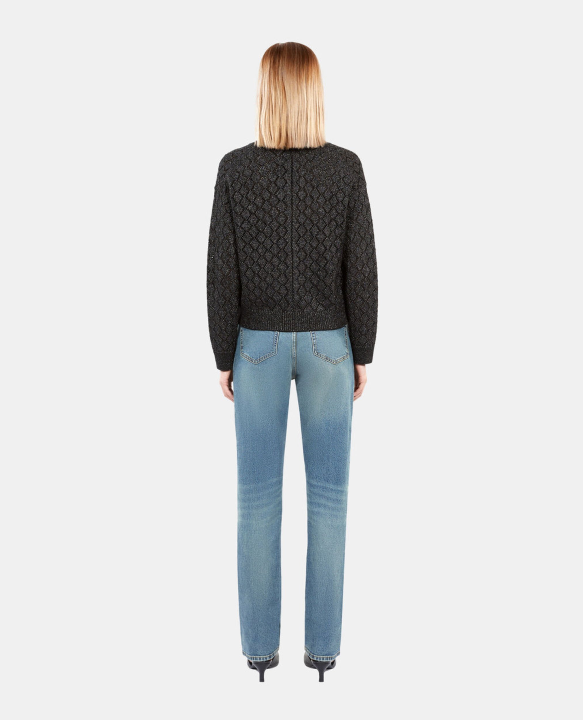 Cardigan en laine avec détails noir, BLACK, hi-res image number null