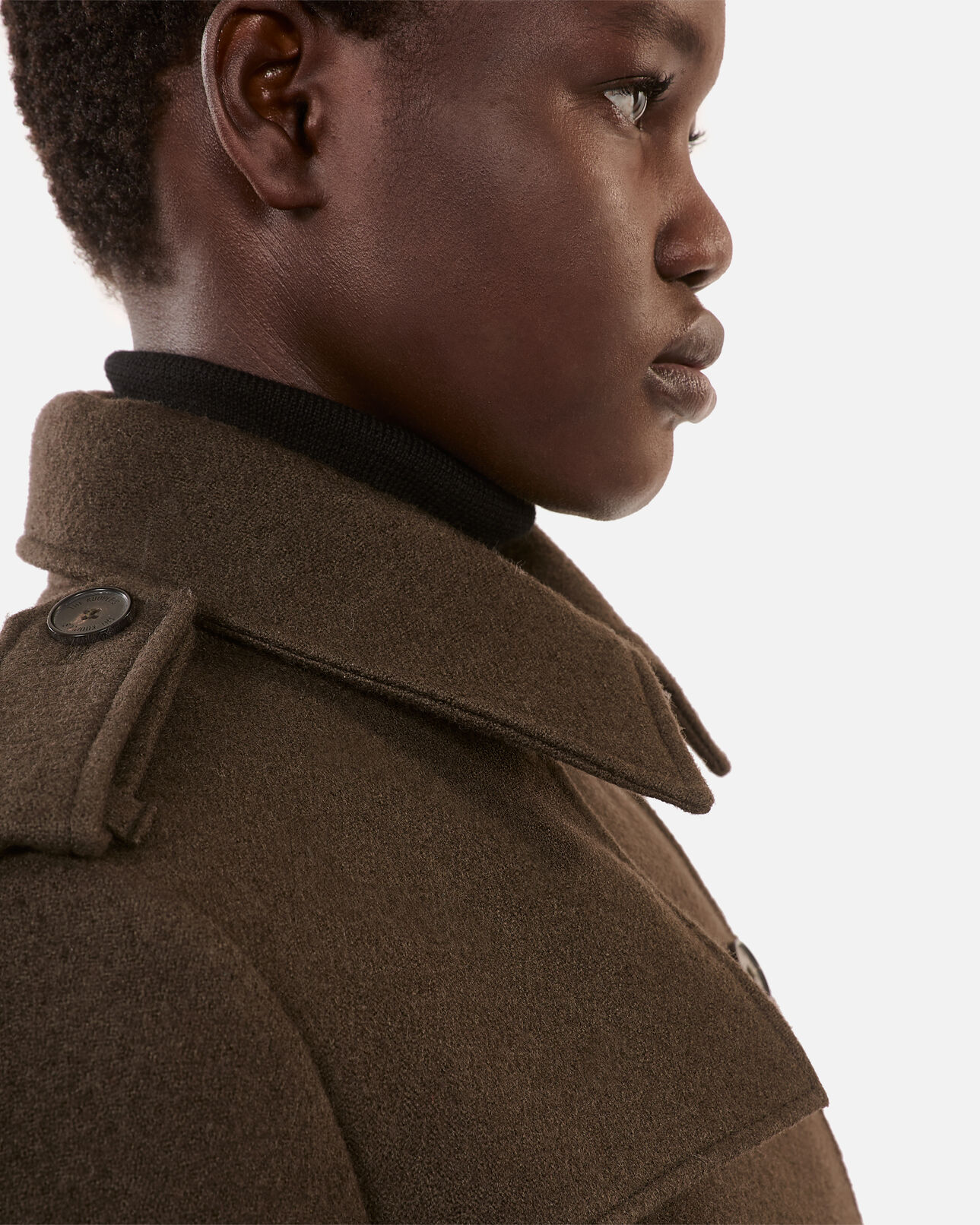 The Kooples FEMME KAKI manteau long en laine style trench kaki