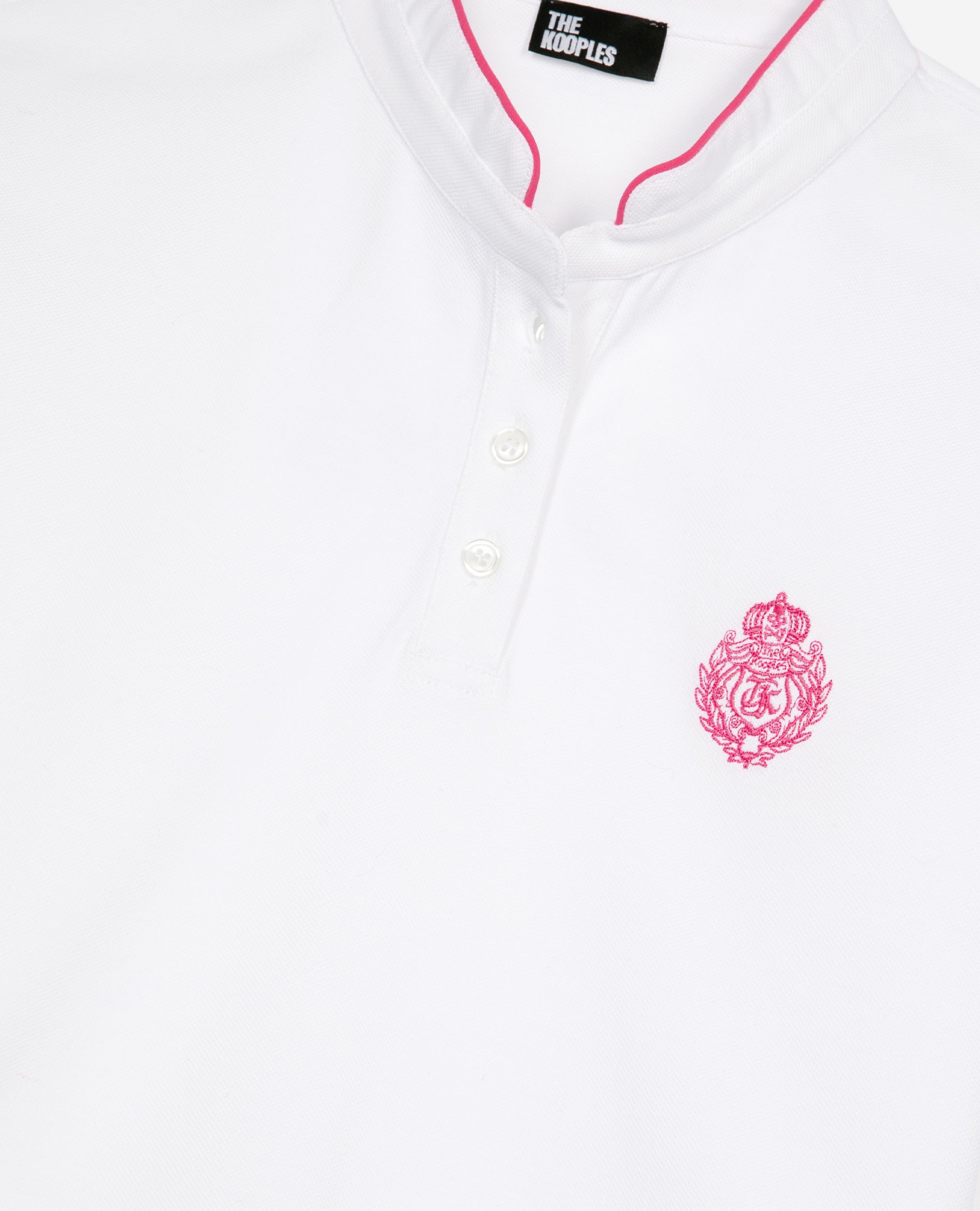White mandarin collar polo shirt, WHITE, hi-res image number null