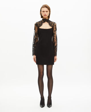 The Kooples WOMEN BLACK short dress with black lace