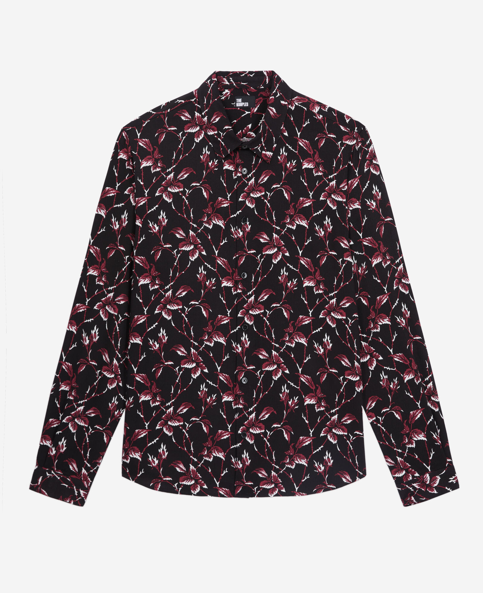 The Kooples MEN BLACK - BURGUNDY printed shirt