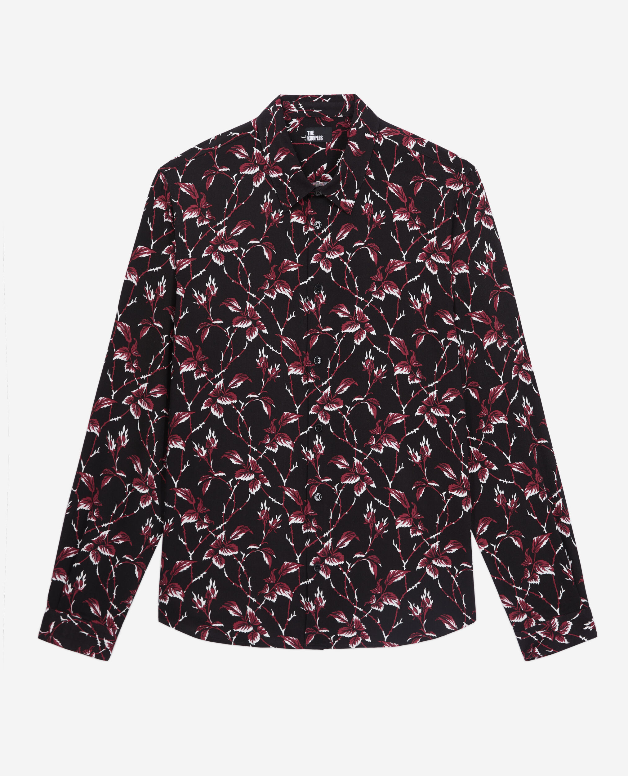 Printed shirt, BLACK - BURGUNDY, hi-res image number null