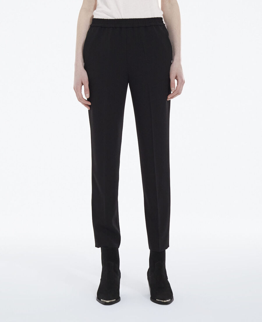 flowing black pants with elastic waist