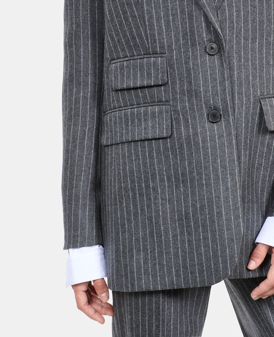 The Kooples FEMME LIGHT GREY veste tailleur &agrave; rayures