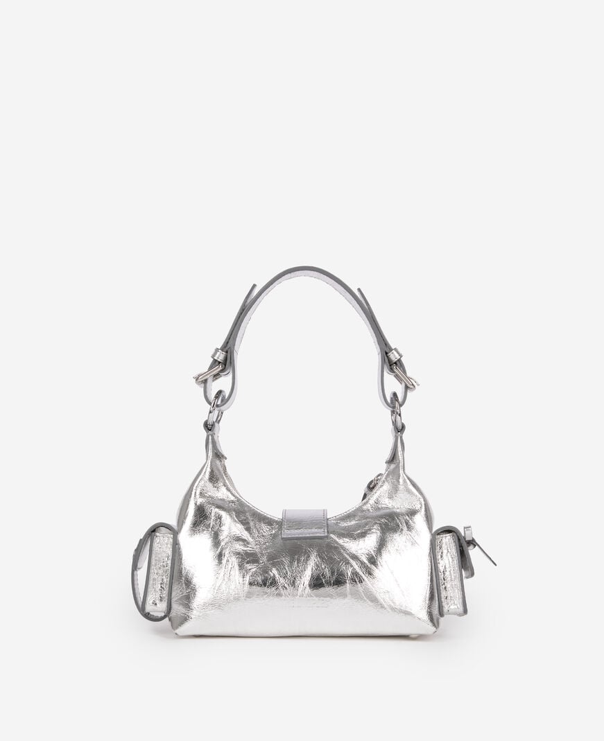 The Kooples WOMEN SILVER amelia small bag in silver crackle leather