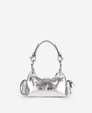 The Kooples WOMEN SILVER amelia small bag in silver crackle leather